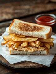 Classic French Fry and Mayonnaise Sandwich