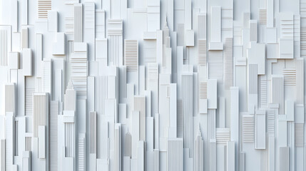 Fototapeta premium Layered paper cut artwork of 3D city skyline in white tones