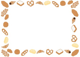 色々なパンの背景素材イラスト　フレーム