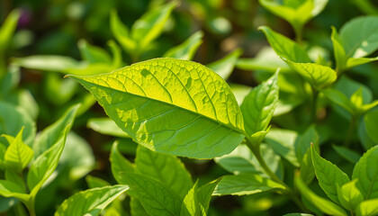 Nature of green leaf in garden at summer. Natural green leaves plants using as spring background cover page greenery environment ecology wallpaper, flat papercut style. isolated with white shades