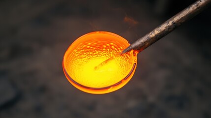 Molding industrial concept. Robotic Arm Shaping Molten Glass into Elegant Form for Industrial Manufacturing