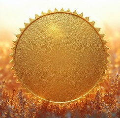 Golden Badge with Textured Surface Illuminated by Soft Sunlight