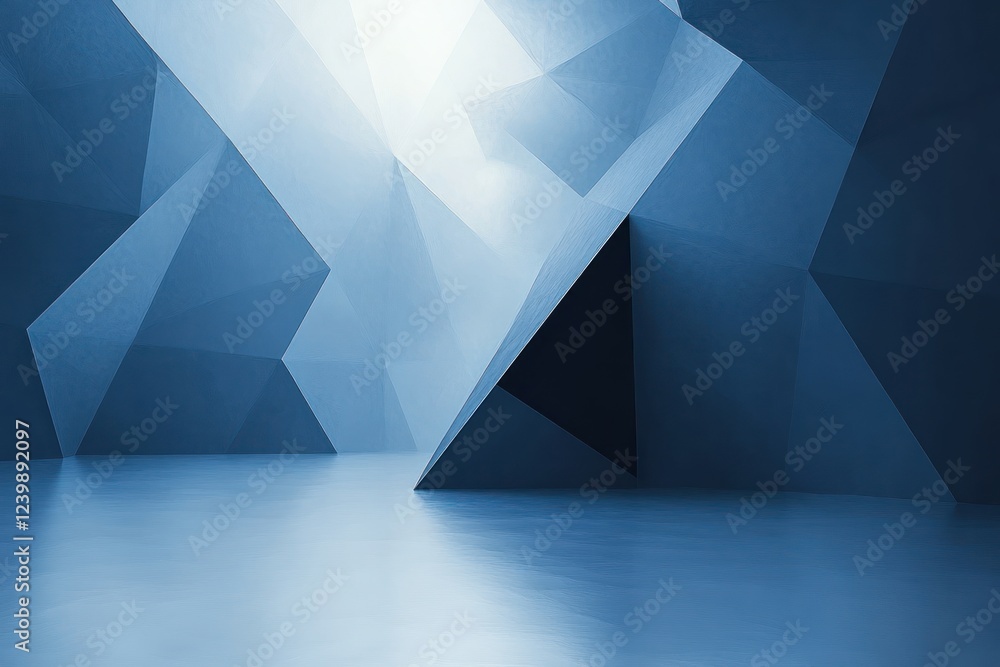 Aufkleber minimalistic abstract blue gradient geometric design with triangles