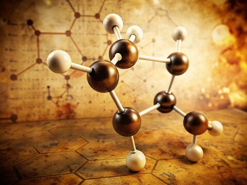 Vintage Methylamine Molecule: Chemical Structure & 3D Model