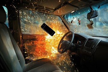 automobile accident caused by cell phone use while driving a car