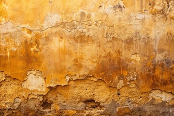 Weathered Ochre Wall Texture: Light & Dark Plaster Backgrounds - Rough, Close-Up Full Frame Stock Photo