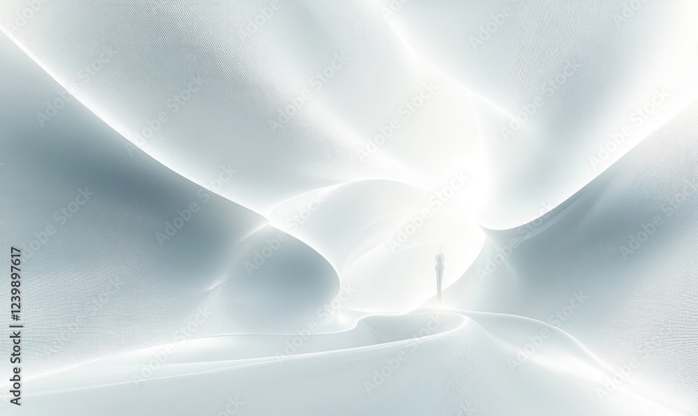 Aufkleber abstract futuristic white background with dynamic light waves and smooth curves