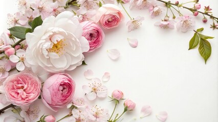 Delicate floral pattern featuring cherry blossoms peonies and garden roses, peony, elegant wedding, floral pattern, cherry blossom