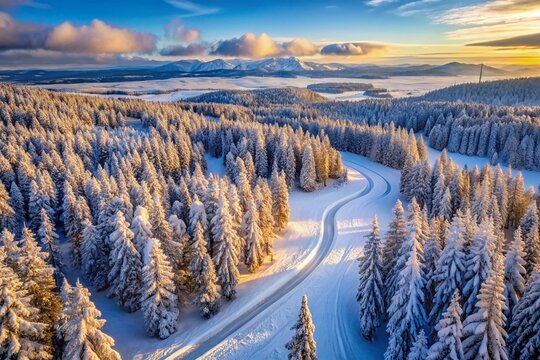 Winter Crosscountry Skiing Trail in Bymarka Natural Reserve, Norway