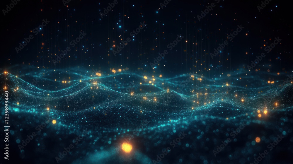 Aufkleber digital network data security cyberpunk landscape cyber cloud connection technology