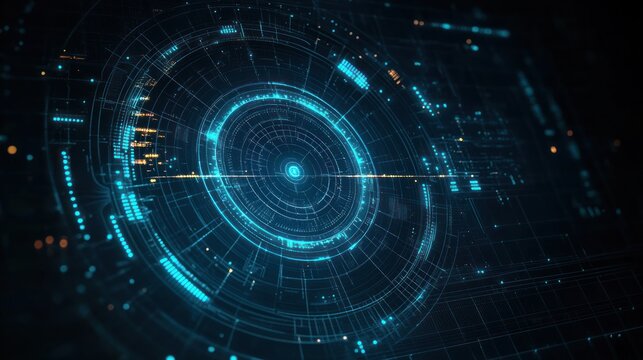 Futuristic Radar Interface in High-Tech Digital Art Style