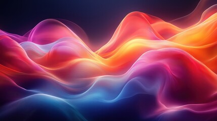 Obraz premium Vibrant abstract waves of color blend seamlessly, creating a dynamic and fluid visual experience.