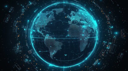 Obraz premium Global Cybersecurity Network Digital Visualization