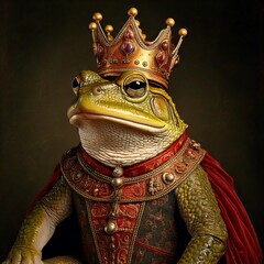 cartoon of a frog wearing a king's clothes