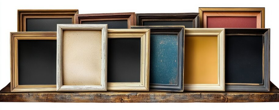 vintage polaroid photo frames collage nostalgic empty design rustic wooden table