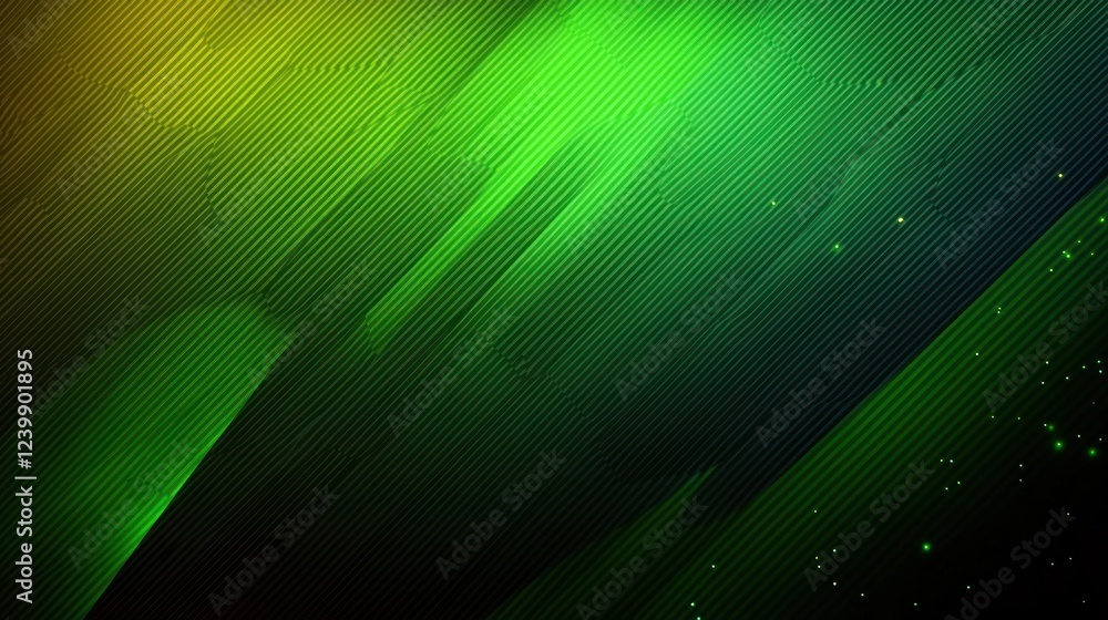 Poster vibrant green diagonal lines abstract design on dark gradient background