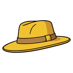 yellow safari hat protection fashion flat color vector illustration template design