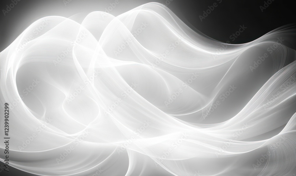 Aufkleber minimalist abstract design with white swirling lines on soft gray background