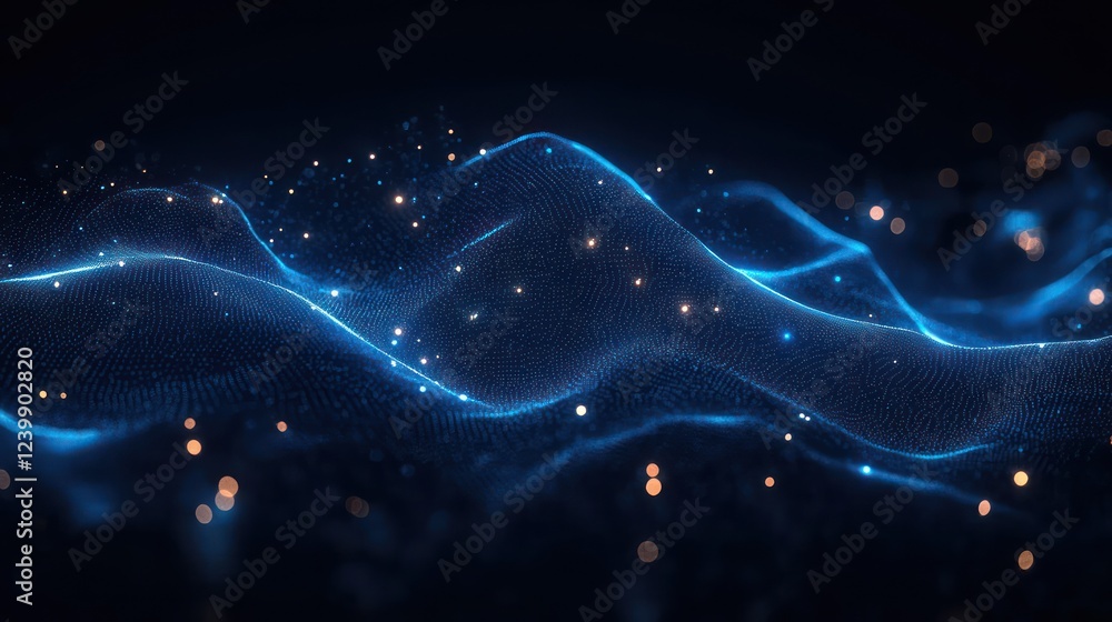 Poster futuristic abstract digital technology network background with glowing blue lines and nodes