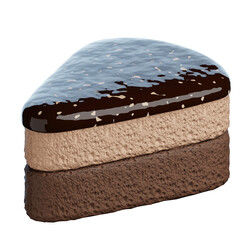 Glaze Chocolate Slice Cake 3D Illustration