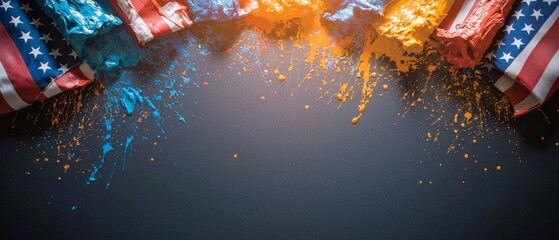 USA Patriotism  Abstract Paint Splatter   Flag Design