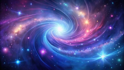 Obraz premium Galaxy background with swirly purple and blue hues and stars, stars, spiral galaxies, planetary system, celestial bodies, active galactic nuclei