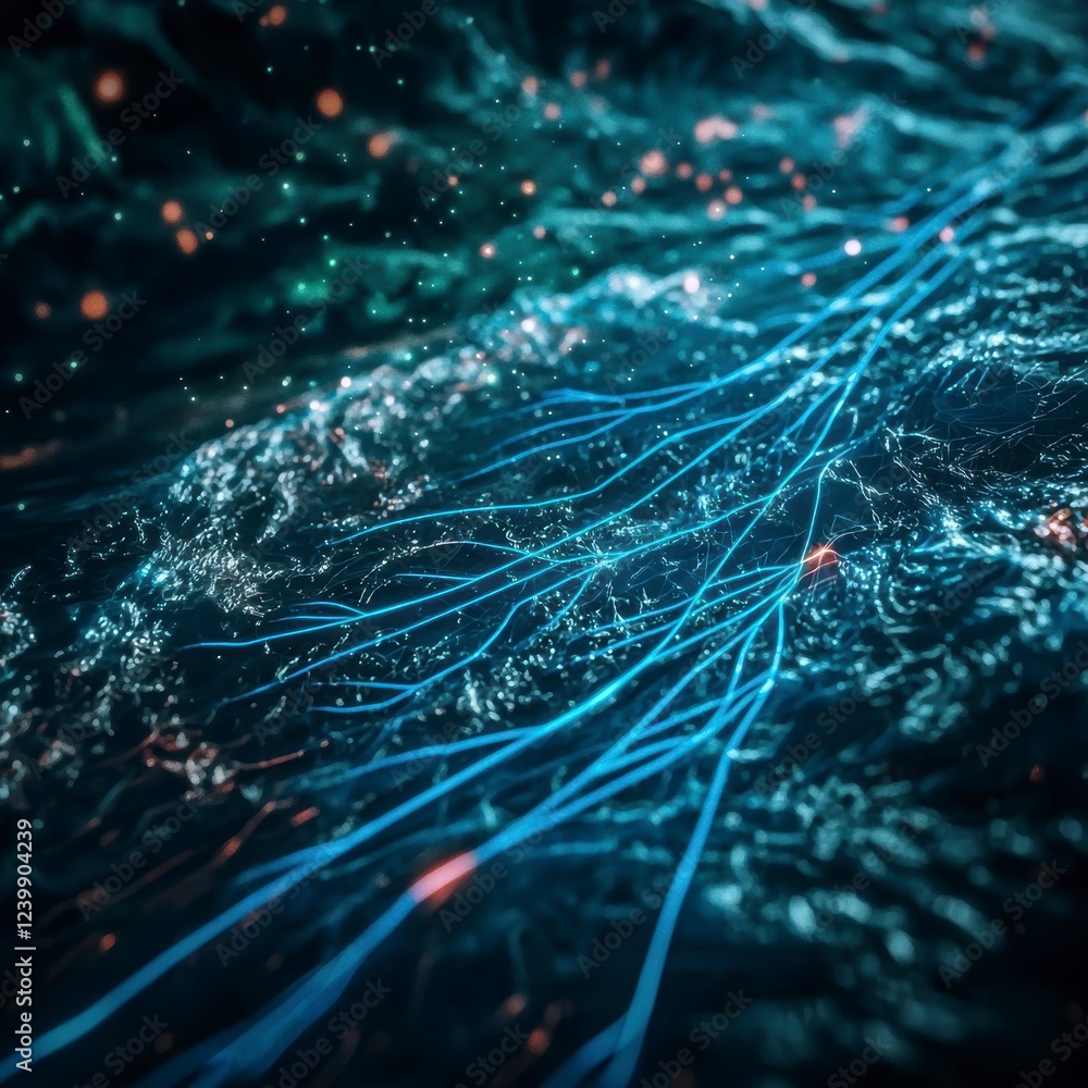 Poster futuristic cyberspace abstract network digital data flow global connection