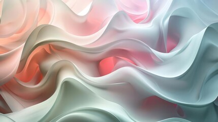 Obraz premium An abstract design featuring wavy patterns with a color palette of pink, blue, and white.