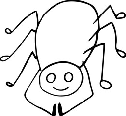 smiling cute funny spider with eight legs looking at camera