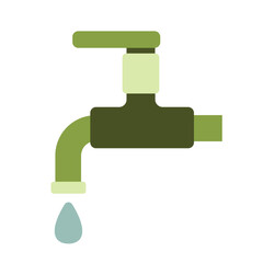 Green water tap icon flat illustration, water tap clip art, faucet clip art, faucets and water drops vector illustration
