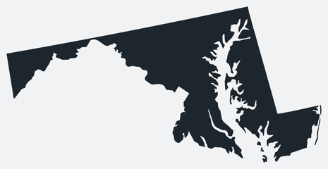 Maryland map. Just a simple border map. Shape of the state. Flat blank Maryland outline. Vector boundary illustration.