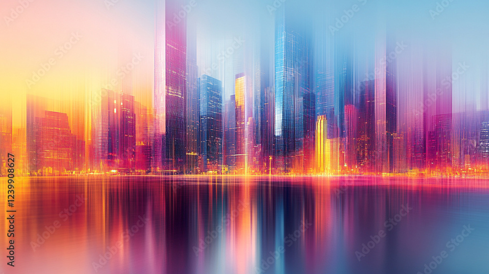 Poster a stunning vibrant abstract digital artwork with dynamic colorful pixel effects, creating an energet