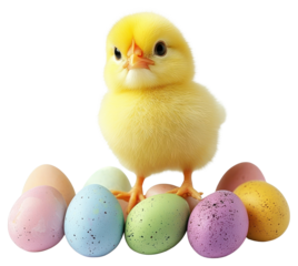 PNG Cute yellow chick eggs easter pastel.