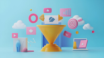 Lead generation, CRO, conversion rate optimization concept. Utilize website traffic, convert audience into sales. Inbound marketing strategy