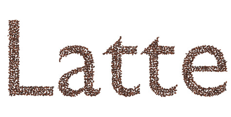 Latte Coffee Bean Text 3D Render - Isolated on Transparent Background