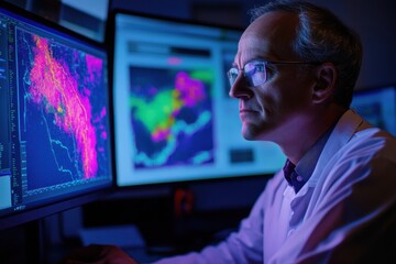 Scientist Developing Innovative AI Weather Prediction Model