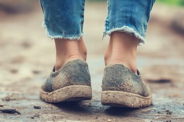 Naklejka premium Struggling to Wear Shoes Due to Injury