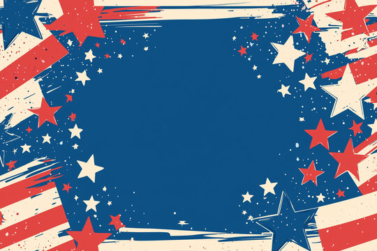 4th of july independence day with star and shapes