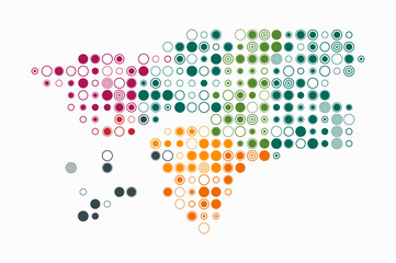Guinea-Bissau, shape of the country built of colored cells. Digital style map of Guinea-Bissau on white background. Large size circle blocks. Classy vector illustration.