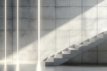 Obraz premium industrial concrete wall with geometric light patterns creating depth