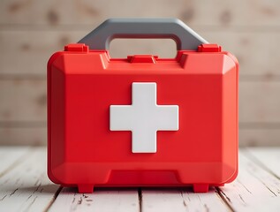 Fototapeta premium Red first aid kit symbolizes readiness for medical emergencies