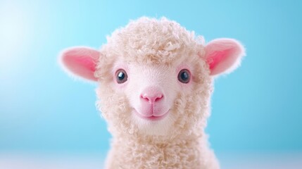 Cute lamb portrait, pastel background, spring (1)