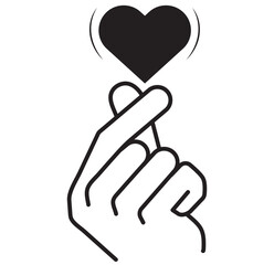 Hands making heart symbol icon. Variety finger heart line icons set. Hand with love icon vector illustration. Design of Variety.