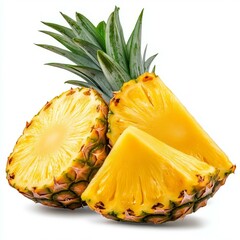 Cut pineapple fruit piece isolated on transparent background for culinary and design use cases