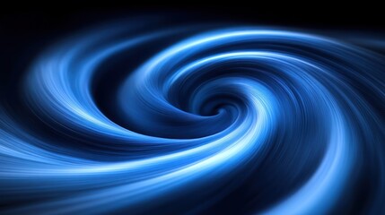 Fototapeta premium Blue swirling vortex, dark background, abstract art