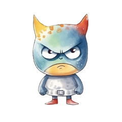 watercolors Cute alien angry illustration