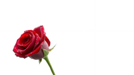 Single Red Rose with Dew Drops Close Up Photography