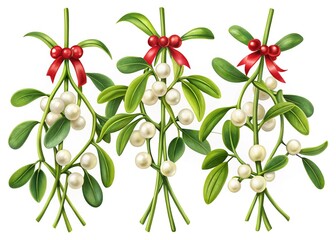 Isolated Mistletoe Sprig on White Background - Perfect for Holiday Designs