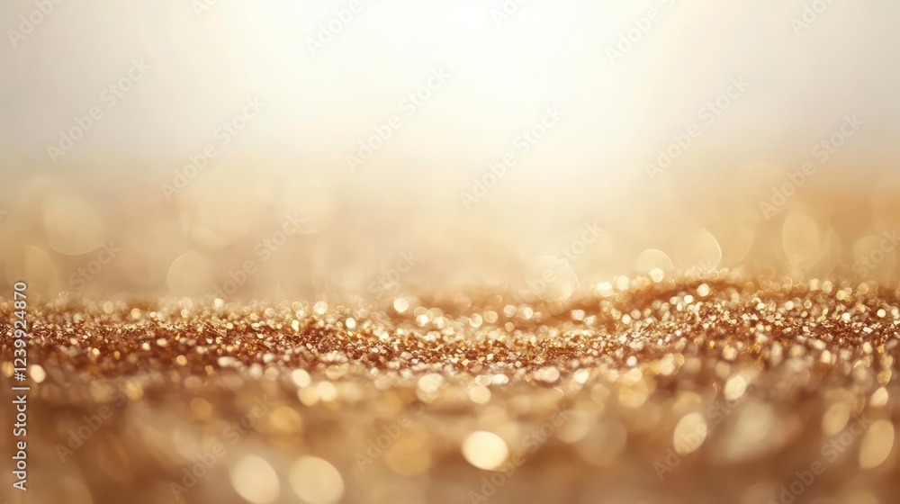Poster sparkling golden glitter texture background with bokeh lights.