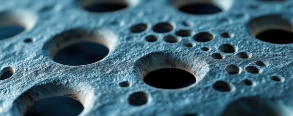 Abstract Blue Perforated Surface Texture: Macro Photography of a Unique Material